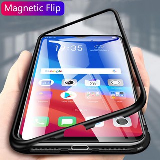 COD OPPO Realme 3/A3S/ F9/F9 Pro/A7S/A5S/Realme C1/Realme 2PRO Magnetic Metal Bumper Tempered Glass Case cover