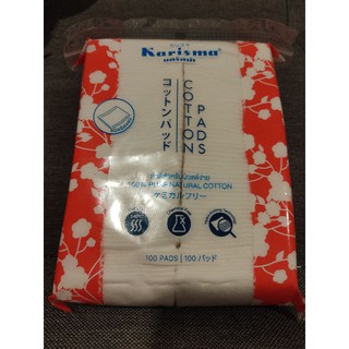 Karisma สำลีรีดขอบ สำหรับผิวแพ้ง่าย 100 แผ่น แคริสม่าสำลีทำความสะอาดหน้า cotton pads