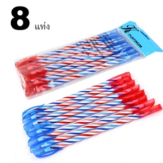 ปากกาลูกลื่น  2 หัว (1 ชุด 7ชิ้น) รุ่น India-pen-8-pieces-blue-red-04a-Boss