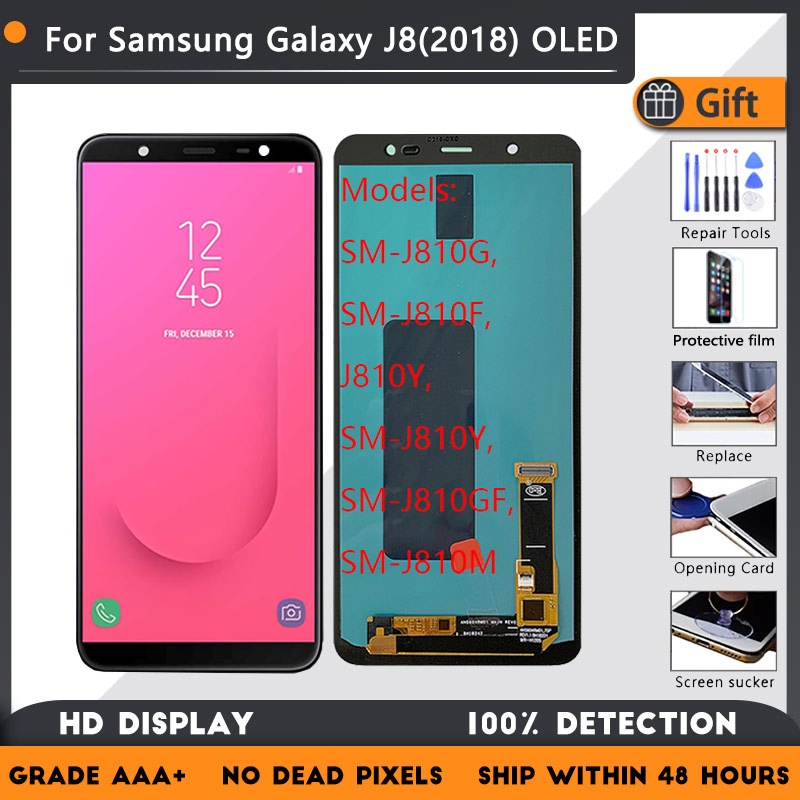 SAMSUNG สําหรับSamsung Galaxy J8 J810F/DS J810Y/DS J810G/DS LCD Touch Screen AssemblyสําหรับGalaxy O