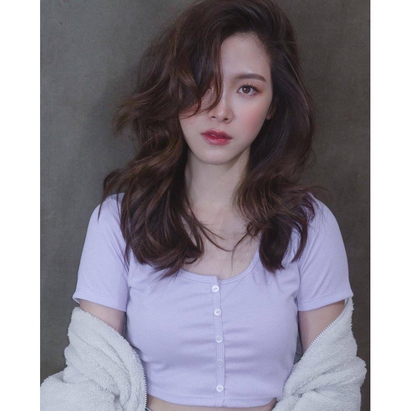 [#002] เสื้อครอป แขนสั้น แต่งกระดุมหน้า สวยเก๋ น่ารัก❤️ - รูปที่ 3