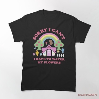 เสื้อยืดลําลอง ผ้าฝ้าย แขนสั้น พิมพ์ลาย Animal Crossing Sorry I Cant I Have To Water My Flowers สําหรับผู้ชายS-5XL