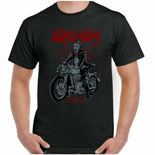 เสื้อยืดสีขาวเสื้อยืดผ้าฝ้าย พิมพ์ลาย Biker Motorrad Bike Lustig Film der Joker Arkham NBnjef65NKioge50S-4XL