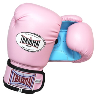 Thaismai BG124 นวมชกมวย นวมซ้อมมวย นวมมวยไทย นวมต่อยมวย หนังเทียม สองสี-สีชมพู/ฟ้า - Boxing Gloves PU Two tone Pink/Blue