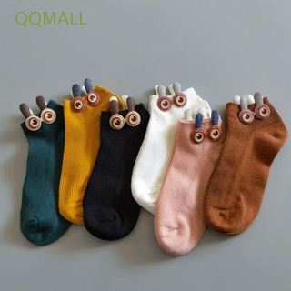 QQMALL Spring Summer Short Tube Socks Kawaii Women Socks Cotton Ankle Socks Gift Candy Color Fashion Funny Soft Girls 3D Big Eyes Socks/Multicolor