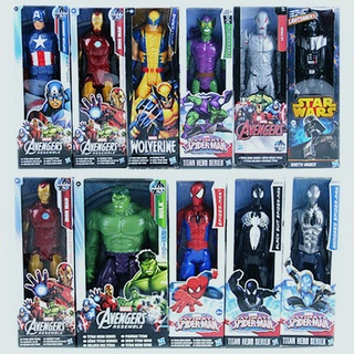 &lt; Available &gt; ตุ๊กตาฟิกเกอร์ Marvel Avengers Iron Man Hulk Captain America Black Panther Wolverine PVC ขนาด 12 นิ้ว 30 ซม. พร้อมกล่อง