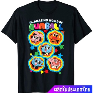 เสื้อยืดผู้ชายและผู้หญิง CN The Amazing World Of Gumball Group Shot Rainbows T-Shirt The Amazing World of Gumball Mens