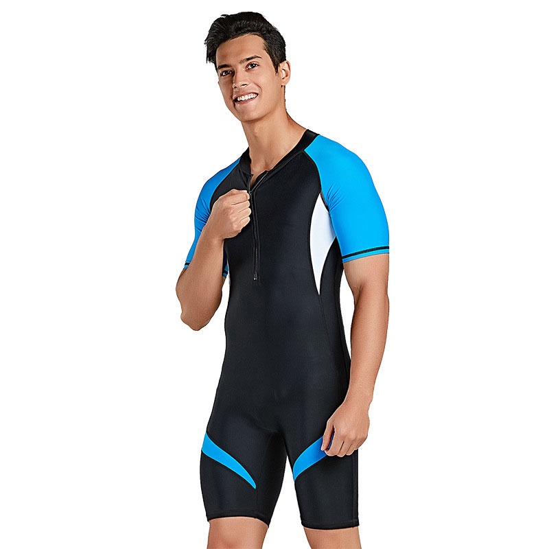 One Piece Lycra Wetsuit For Men Front Zip Shorty Scuba Rash Guard Swimsuit Jumpsuit Surfing Swimming Scuba Diving Skin Shopee Thailand