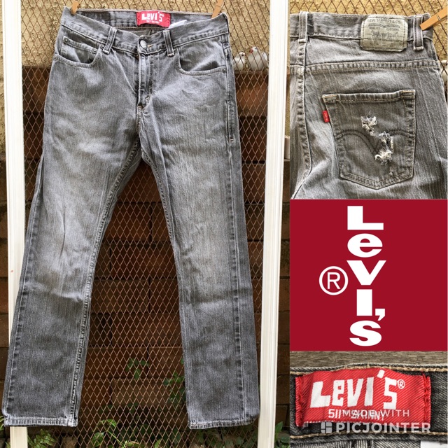 2sis1bro แบรนด์แท้ Levi’s  Strauss Jeans 511 Skinny  Red Tab กางเกงยีนส์ มือสอง พร้อมส่ง sz  27"x 27"