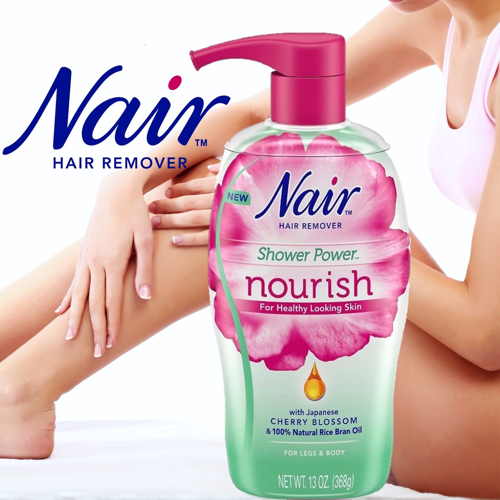 Nair Hair Remover Shower Power Nourish With Japanese Cherry Blossom 368g  ผลิตภัณฑ์กำจัดขนสำหรับร่างกายสูตรอ่อนโยน | Shopee Thailand