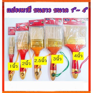 แปรงทาสีขนขาว มีเชือก ขนาด 1"-4"