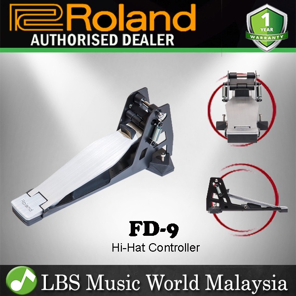Roland FD-9 แป้นเหยียบควบคุม Hi-Hat พร้อมกลไกลิงค์ที่เงียบสงบเป็นพิเศษ สีดํา (FD9 FD 9)
