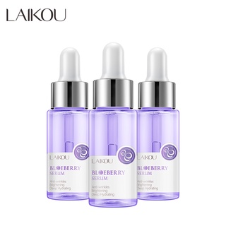 Laikou เซรั่มบํารุงผิวหน้าต่อต้านริ้วรอยบลูเบอร์รี่ให้ความชุ่มชื้น 3ชิ้น x 17มล.