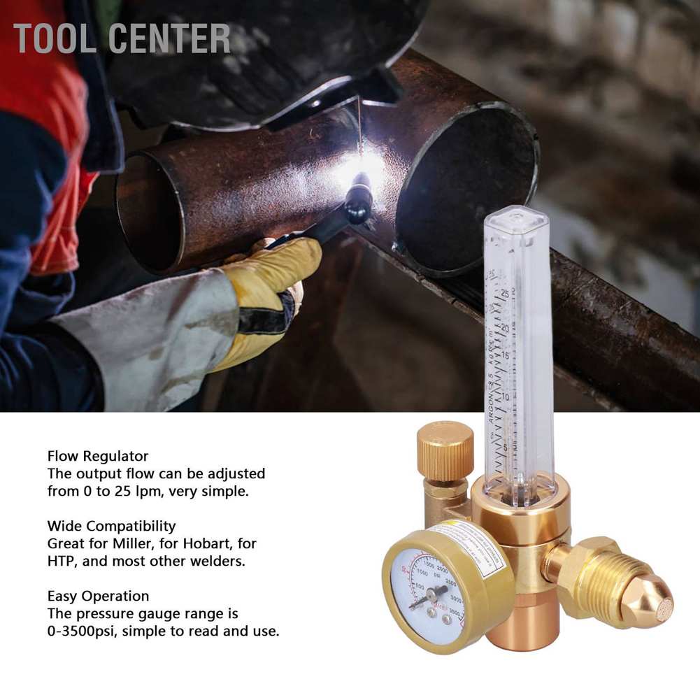 Tool Center Welder Gas Regulator Gauge Argon Flow Meter Valve MIG
