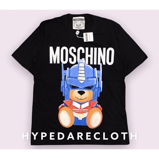 Moschino เสื้อยืด ลาย TRANSFORMER สีดํา นําเข้า ป้ายกํากับเต็มตัว