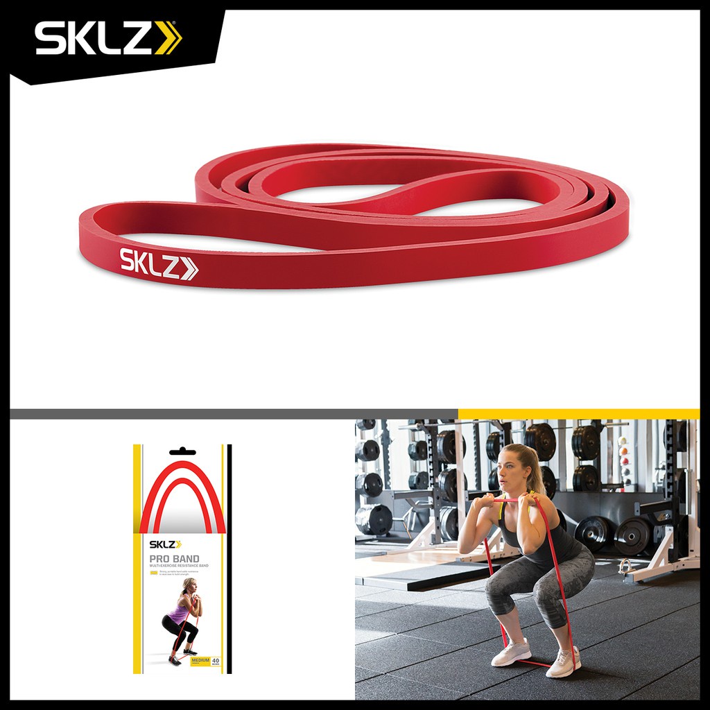 แผ่นโยคะ สายแรงต้าน SKLZ - Pro Band / Medium (40-80 lb.) ยางยืดออกกำลังกาย ออกกำลังกายได้ทุกส่วน ผลิตจากยางพารา 100% เหน