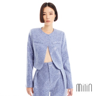 [MILIN] Attitude Jacket Sequined cropped long sleeves jacket เสื้อครอปแจ็คเก็ตแขนยาวผ้าทอเลื่อม