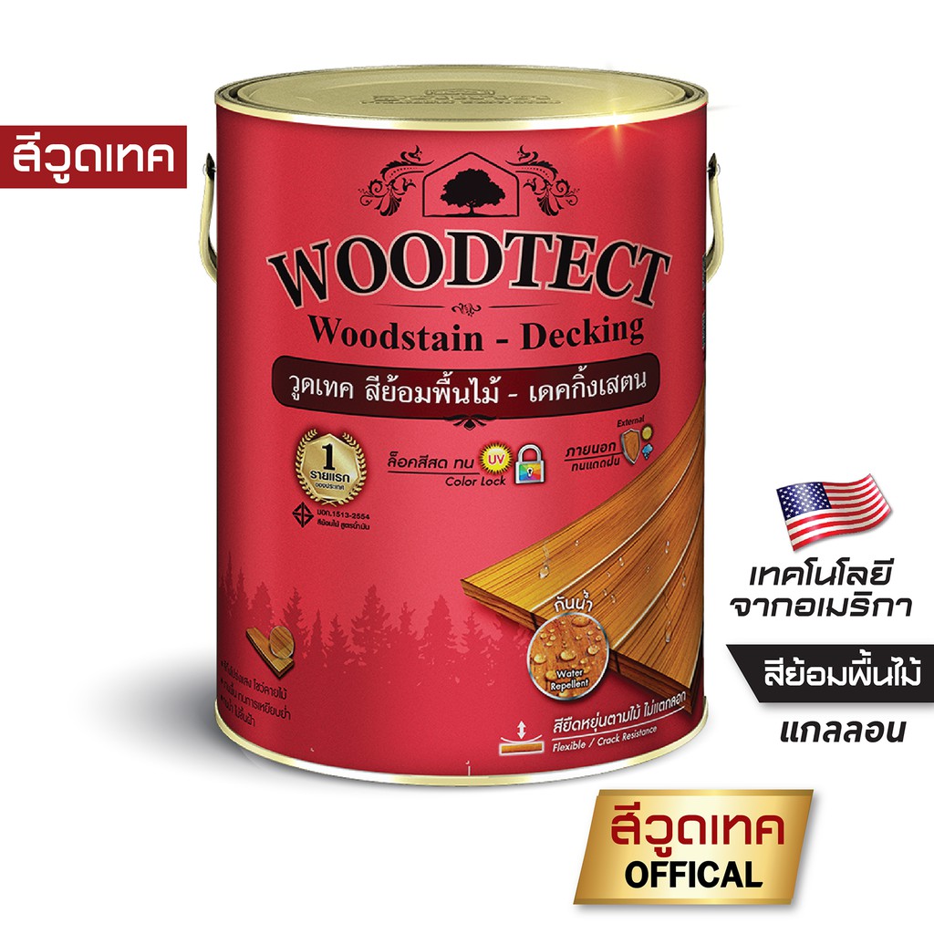 วูดเทค เดคกิ้งสเตน สีย้อมไม้ สีทาพื้นไม้ สูตรน้ำมัน ชนิดด้าน WOODTECT DeckingStain Matt SB