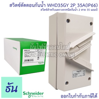 Schneider สวิตช์ตัดตอนกันน้ำ รุ่น WHD35_GY 2P 35A 440V สวิตซ์กันน้ำ สวิตซ์ตัดตอน กันน้ำ  Waterproof lsolater Switches WHD35 GY ชไนเดอร์ ธันไฟฟ้า