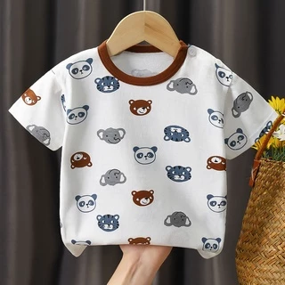 Babyonline(Y319)L3 (โปรลับลูกค้าใหม่ 1.- ส่งด่วน1วัน)เสื้อยืดคอกลมสำหรับเด็กแขนสั้นแบบมีกระดุม ผ้าฝ้าย นิ่ม ใส่สบาย