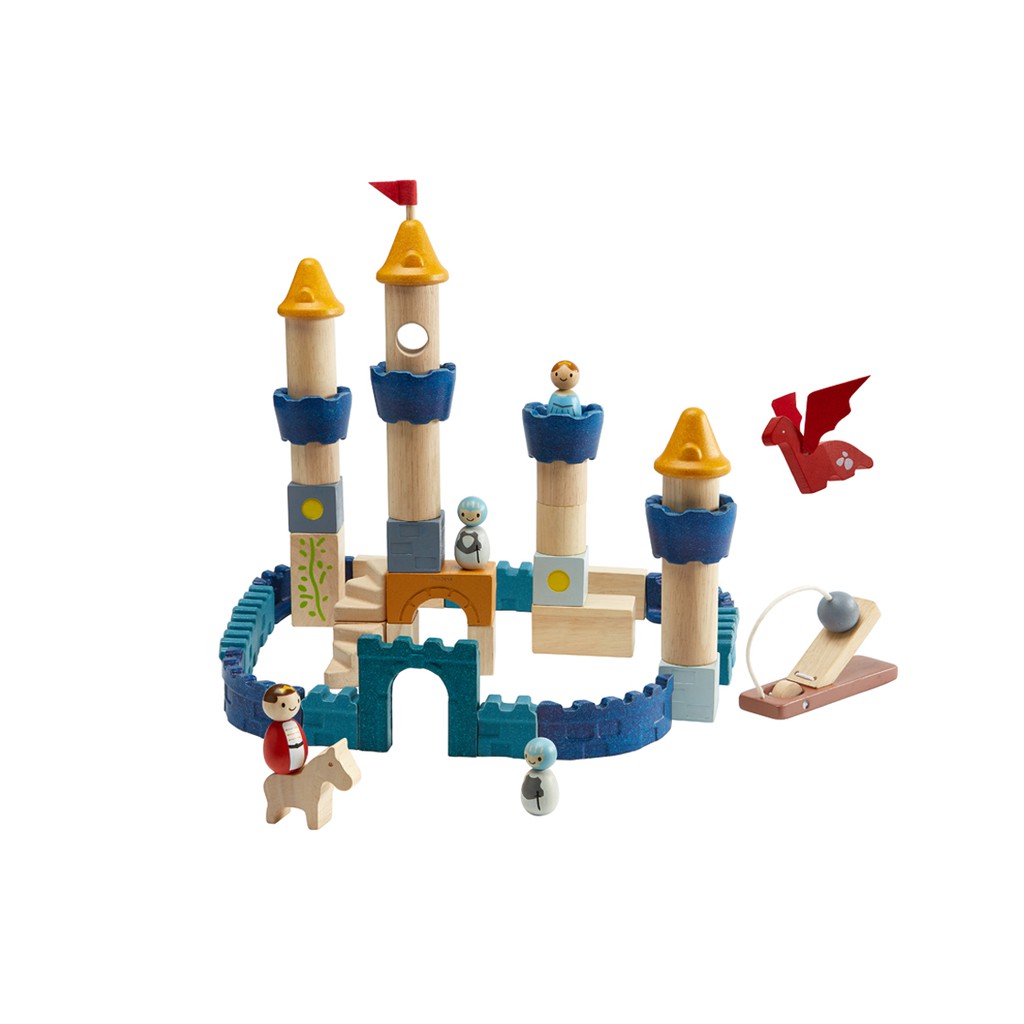 PlanToys ของเล่นไม้ 5543 Castle Blocks - Orchard ชุดบล็อกปราสาท - สีออร์ชาร์ด เสริมพัฒนาการ สำหรับเด็กอายุ 3 ปี ขึ้นไป