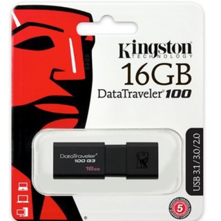 แฟลชไดร์ฟ สีดำ KINGSTON DATA TRAVELER 100 G3 (DT100G3/16GB)