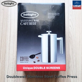 SterlingPro® Doublewall Stainless Steel Coffee Press and Double Screens Filter 1000 ml กาชงกาแฟ พร้อมแผ่นกรอง 2 ชั้น