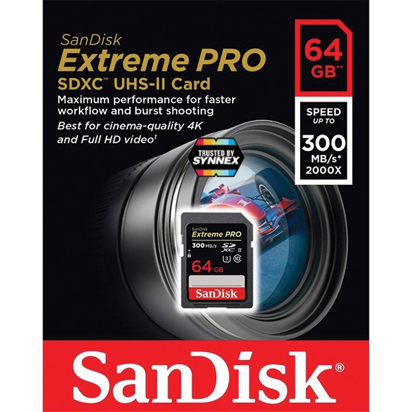 SanDisk Extreme PRO SDXC 64GB UHS-II SDCard Speed 300MB/s (SDSDXDK-064G-GN4IN) เมมโมรี่การ์ด แซนดิส กล้องถ่ายรูป ถ่ายภาพ