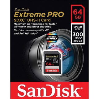 SanDisk Extreme PRO SDXC 64GB UHS-II SDCard Speed 300MB/s (SDSDXDK-064G-GN4IN) เมมโมรี่การ์ด แซนดิส กล้องถ่ายรูป ถ่ายภาพ