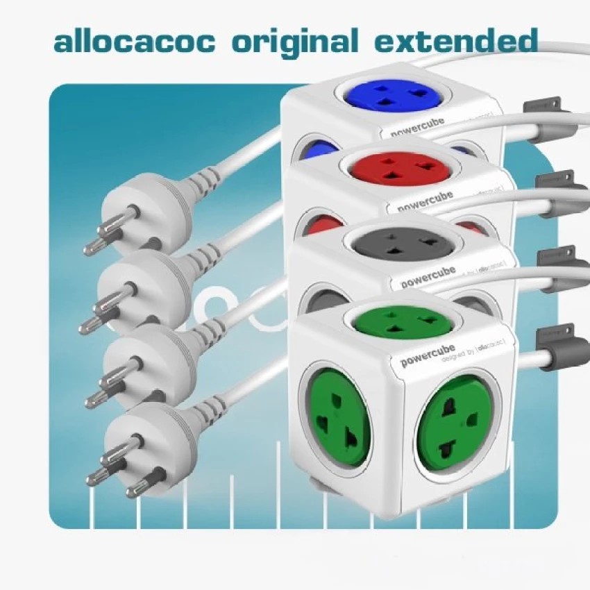 Allocacoc PowerCube Extended PH 4380GN 5 Universal 1.5Meter ปลั๊กลูกเต๋าป้องกันไฟกระชาก (Blue)#771