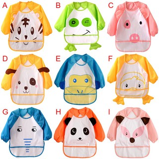 SUPERSELLER ผ้ากันเปื้อน เสื้อ แขนยาว การ์ตูน กันน้ำ สำหรับเด็กวัยหัดเดิน