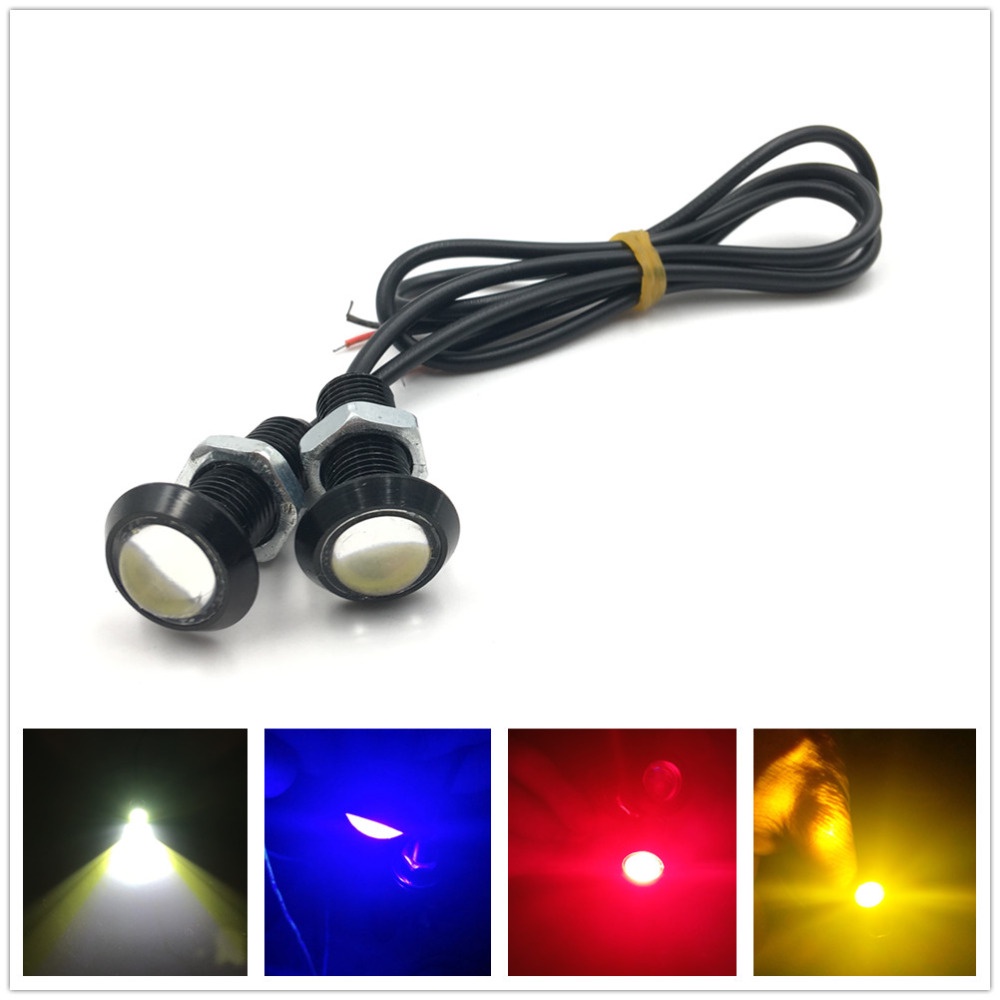 1 คู่ Ultra 18 มม.DC 12V รถ LED DRL ไฟวิ่งกลางวัน Eagle Eye โคมไฟสีแดงสีขาวน้ําแข็งสีฟ้าสีเหลือง