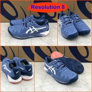 Asics Gel Resolution 8 รองเท้าเทนนิส หน้าเท้ากว้าง 2E พื้นหนานุ่ม สีสันสวยงาม หรูหรา น่าใช้ ใส่สบายเท้า 1041A113-404