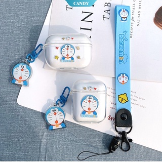 การ์ตูนโดราเอมอนโปร่งใสหูฟังเคสสำหรับ AirPods กรณีบลูทูธไร้สายหูฟังฝาครอบป้องกันสำหรับ Airpods 2 1 3 PC ซิลิโคนใสเคสแบบนิ่มพร้อมพวงกุญแจป้องกันการตก | candy |