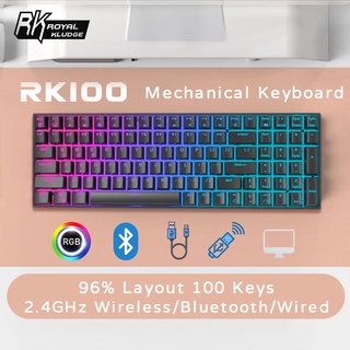 ROYAL KLUDGE RK100 Gaming Keyboard คีย์บอร์ดไร้สาย Bluetooth/Wired/2.4Ghz Wireless RGB Hotswap Blue/Brown/Red Switch Mechanical Keyboard