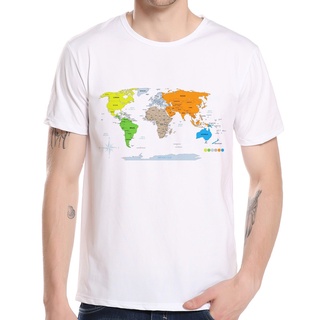 Latest Model Mens Custom Earth World map Print T Shirt Casual Streetwear Male Tops Tee Creative Global Map T-Shirt