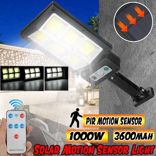 โคมไฟถนน พลังงานแสงอาทิตย์ 1000W Pir Motion Sensor โคมไฟสวนกลางแจ้ง + เสารีโมต