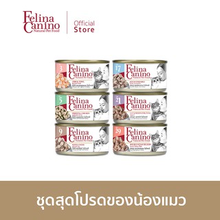 Felina Canino ชุดสุดโปรดของน้องแมว  6 กระป๋อง The most desirable flavours for CAT 6-can set