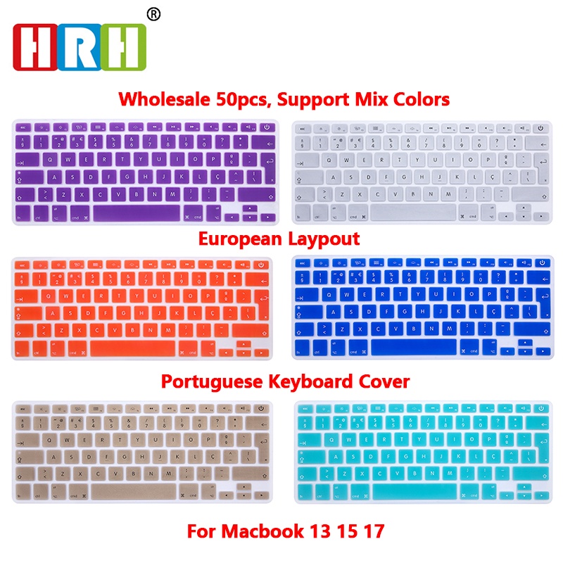 HRH Wholesale 50PCS Portuguese Silicone Keyboard Cover Skin Keyboard Protective Film for Mac Book Air 13.3 Keyboard Prot