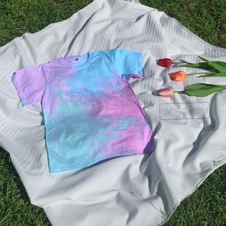 เสื้อมัดย้อม คอกลม สีพาสเทลโทนฟ้าชมพู ไซส์ S-4XL พร้อมส่ง 💕