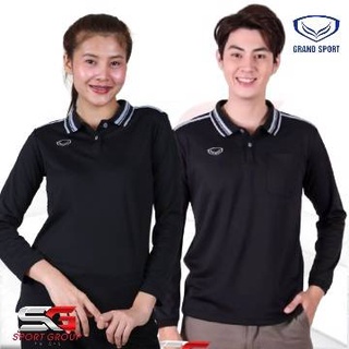 เสื้อโปโลผู้ชาย-หญิง คอปกแขนยาวสีดำ grand sport 012590 012790  polyester S-3XL(4L)