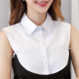 ปกคอเสื้อปลอม สีขาว สีดํา สไตล์เกาหลี สําหรับผู้หญิง