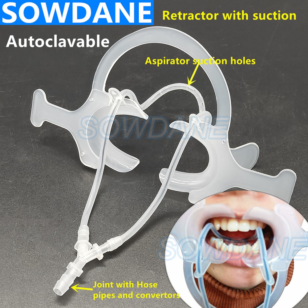 Dental Retractor Lip Cheek Retractor และ Mouth Opener พร้อมระบบดูด Autoclavable