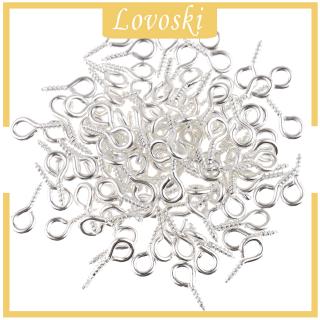 ( Lovoski ) ตะขอสกรูเกลียวสีเงิน 8x4 มม . 100 ชิ้น