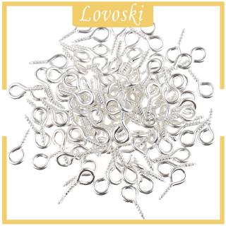 ( Lovoski ) ตะขอสกรูเกลียวสีเงิน 8x4 มม . 100 ชิ้น