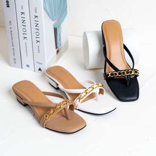 Pluvia HILDA Sandal Heels Wanita Hak Tahu 3 Cm Akesoris Rantai
