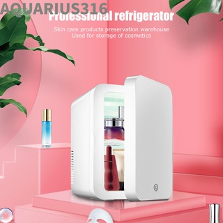 Aquarius316 ตู้เย็น 8 ลิตร 220V แบบพกพา ขนาดเล็ก พร้อมกับกระจกแบบมีไฟ สำหรับเก็บเครื่องสำอาง เหมาะกับรถยนต์ หอพัก ห้องนอน