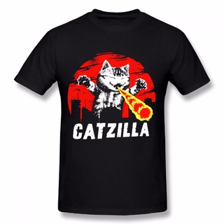 ผ้าฝ้ายแท้ เสื้อยืด ผ้าฝ้าย พิมพ์ลายแมว Catzilla สไตล์คลาสสิก สําหรับผู้ชาย TR626WE27987S-5XLสามารถปรับแต่งได้