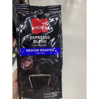 Aroma Espresso Blend Medium Roasted 250 G. กาแฟคั่ว เอสเปรสโซ่ เบลนด์ ตรา อโรม่า มีเดียม โรสท์