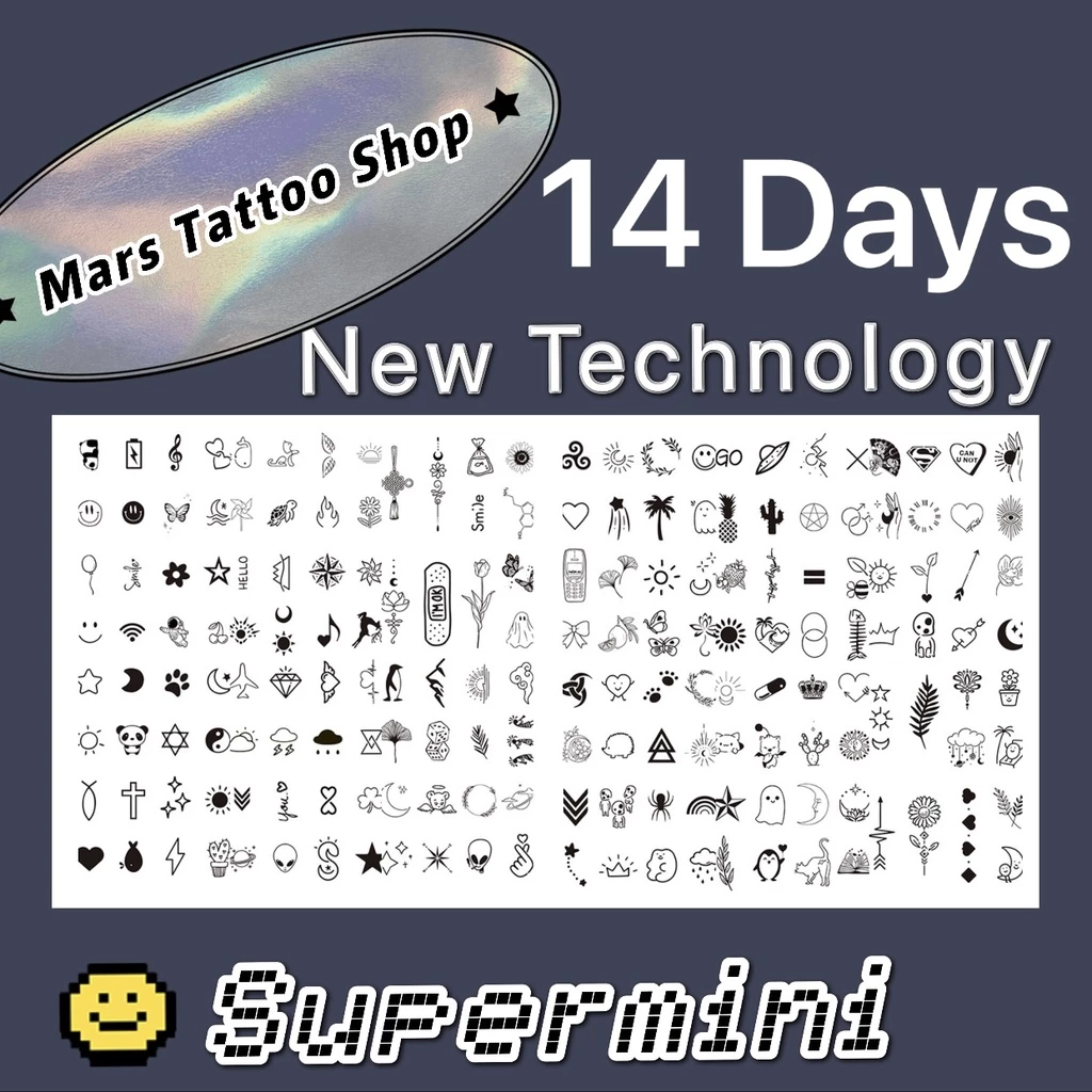 Mars Tattooเทคโนโลยีใหม่เมจิกติดทนนาน 2 สัปดาห์, รอยสักกึ่งถาวร, สติ๊กเกอร์รอยสักชั่วคราว, รอยสักปลอม,SZ001